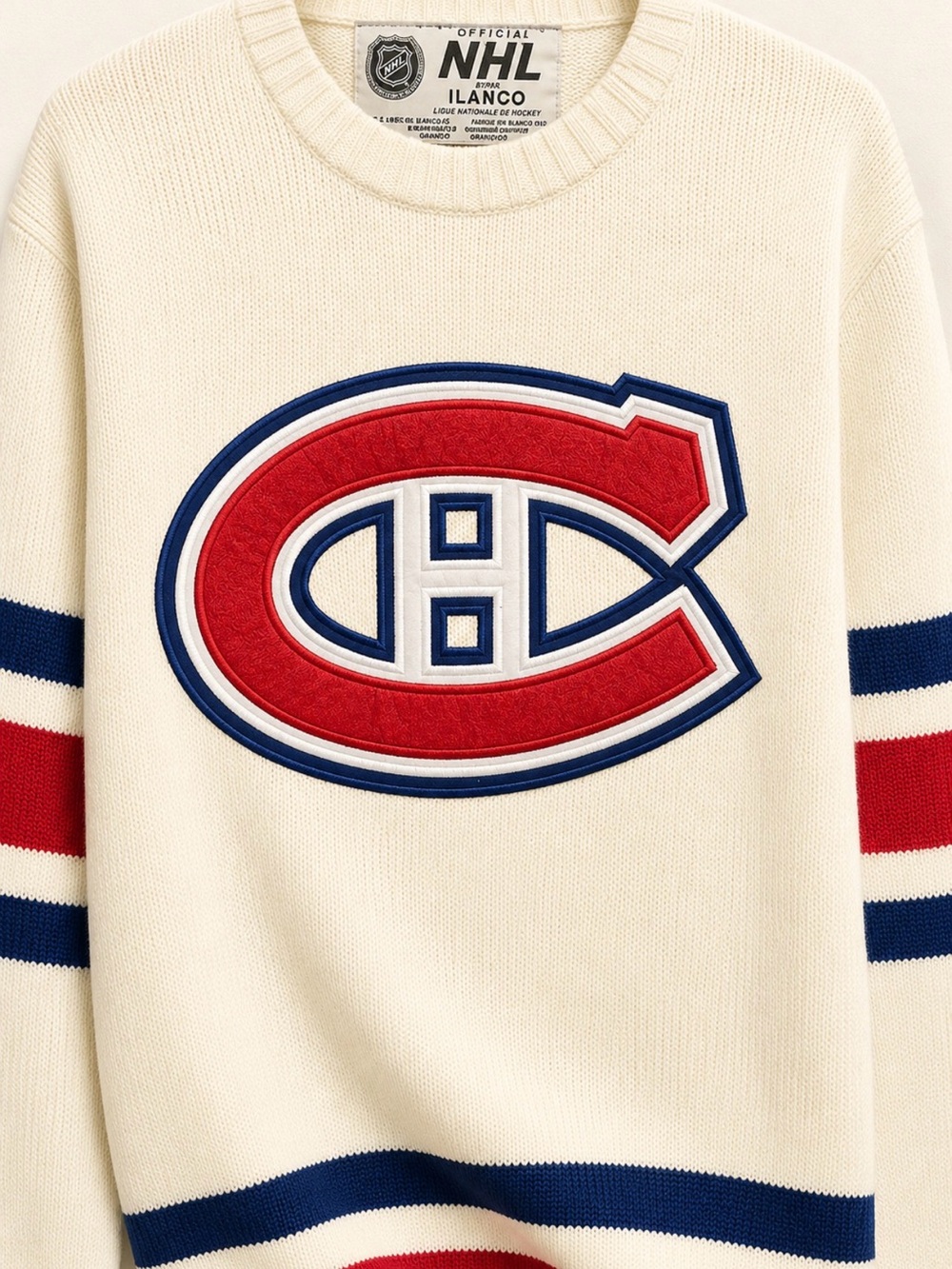 NHL Cream Red Blue Montreal Canadiens Crewneck Sweater